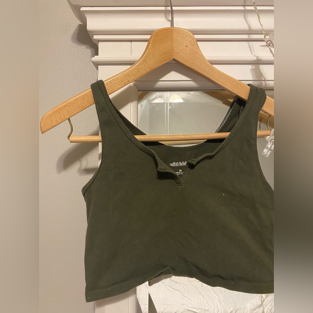 Army green crop top $8